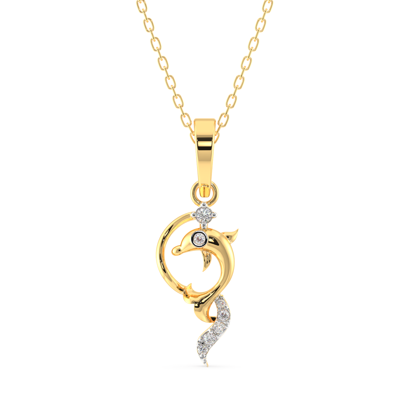 Dancing Dolphin Diamond Pendant