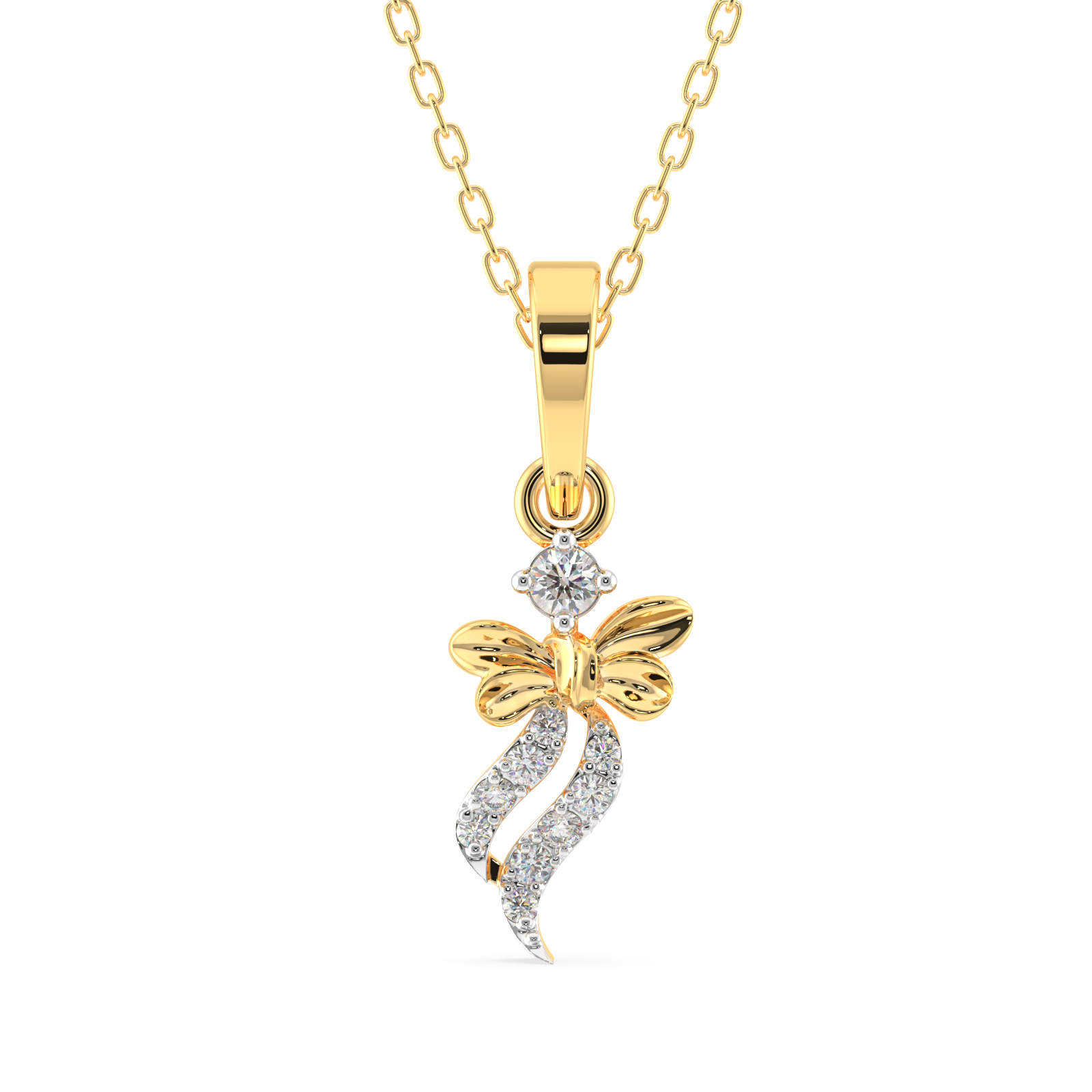 Elegant Butterfly Bow Diamond Pendant