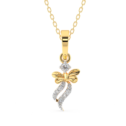Elegant Butterfly Bow Diamond Pendant