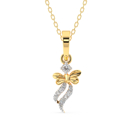 Elegant Butterfly Bow Diamond Pendant