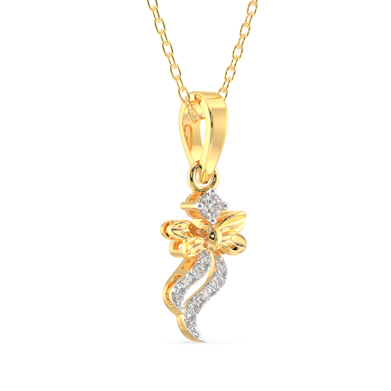 Elegant Butterfly Bow Diamond Pendant