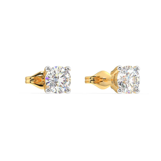 1.00 CT Solitaire Diamond Stud Earrings - 0.5 CT Each Stud
